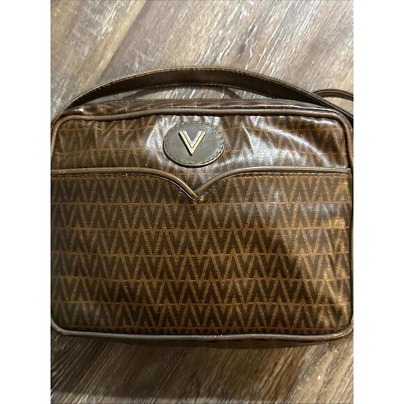 MARIO VALENTINO V Logo Shoulder Cross Body Bag PVC Leather Brown 7625L - Picture 14 of 15